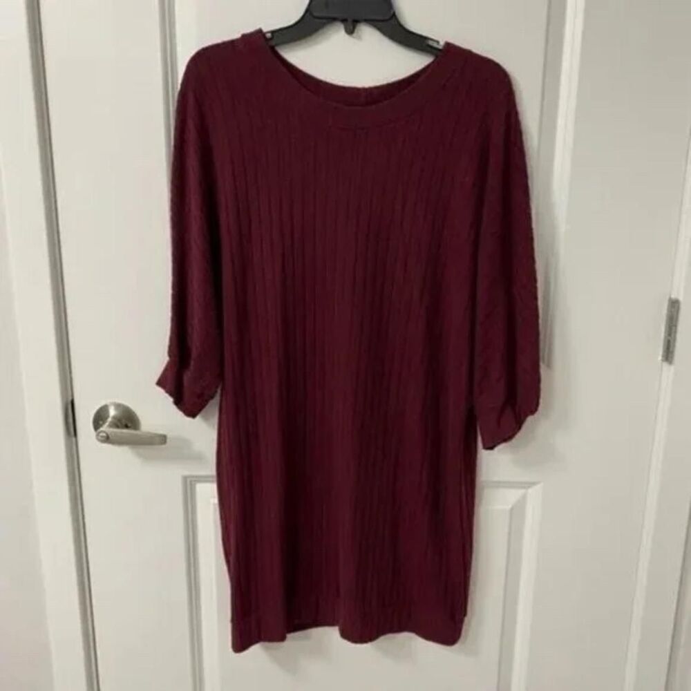 Maverick The Collection Women's Long Sleeve Cabernet Ribbed Sweater Dress Small